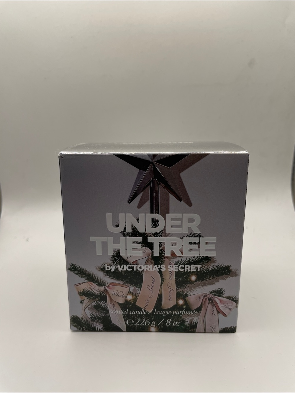 Victoria's Secret Under The Tree Scented Candle - Silver Pink Packaging